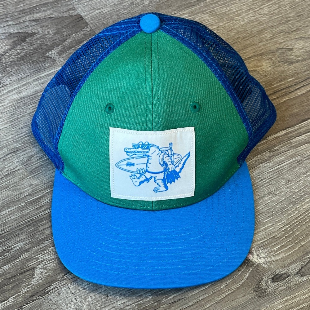 Patagonia Surfing Alligator Trucker Hat Green Blue Mesh Snapback Cap